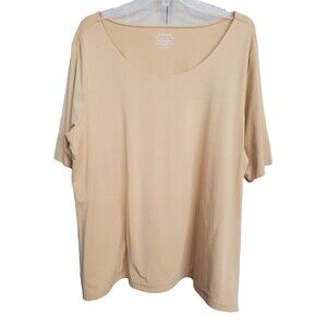 Chico's Touch of Cool Ballet Neck Elbow T-Shirt in Toasted Khaki Sz 4 (XXL) NWT